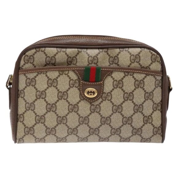 GUCCI GG Supreme Web Sherry Line Bag PVC Beige Gold - Picture 9 of 16
